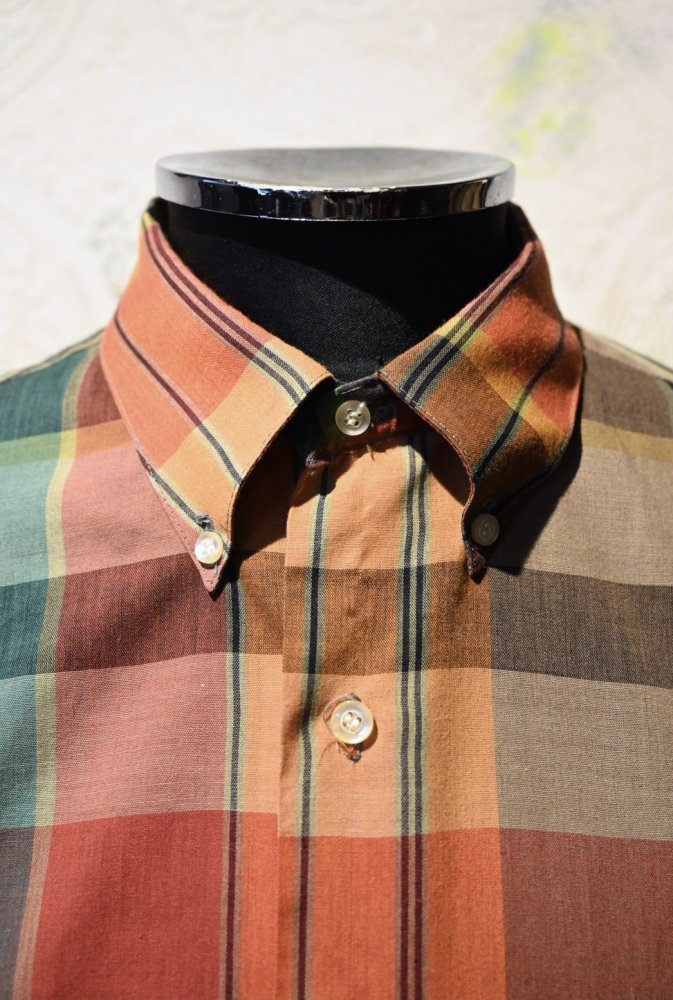 us 1960's~ "Grant Crest" madras check shirt