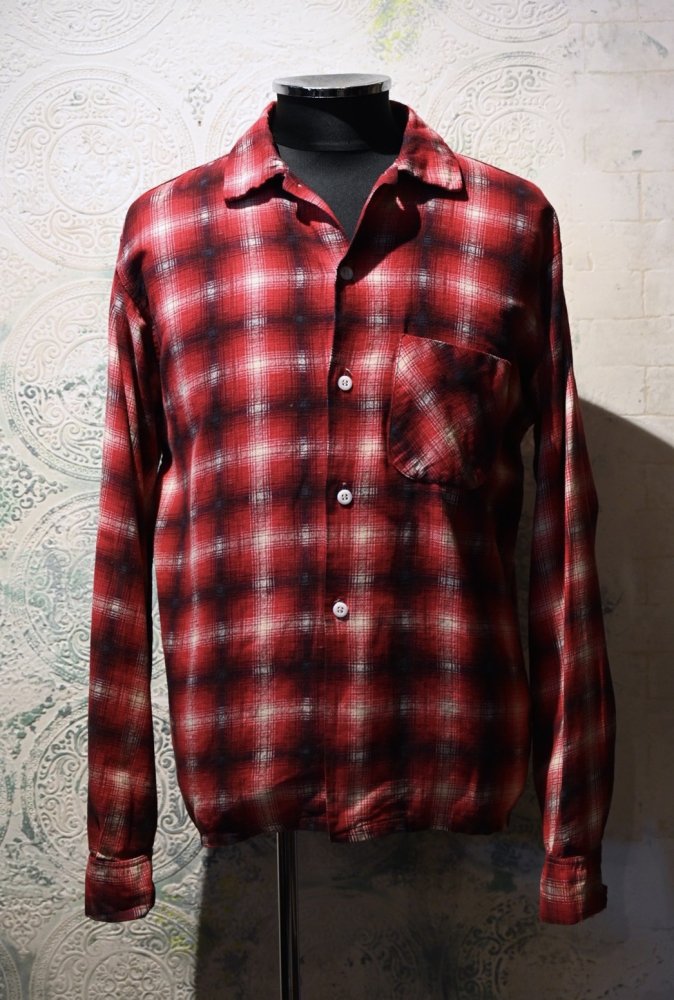 us ~1960's shadow check cotton flannel shirt
