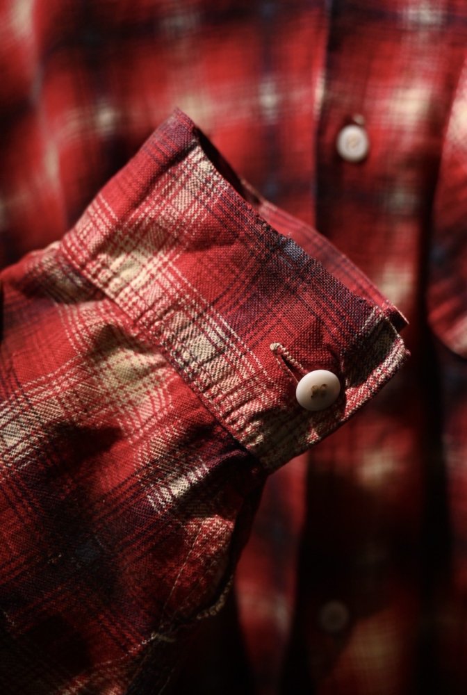 us ~1960's shadow check cotton flannel shirt