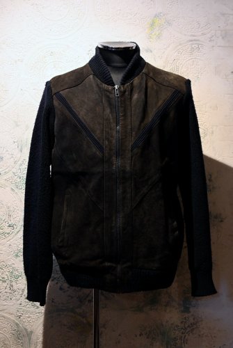 us 1970's~ suede × knit jacket