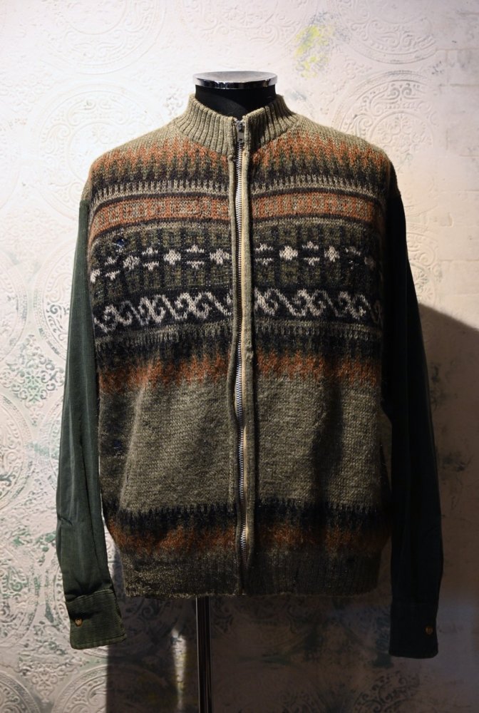 us 1960'~ mohair × corduroy knit jacket