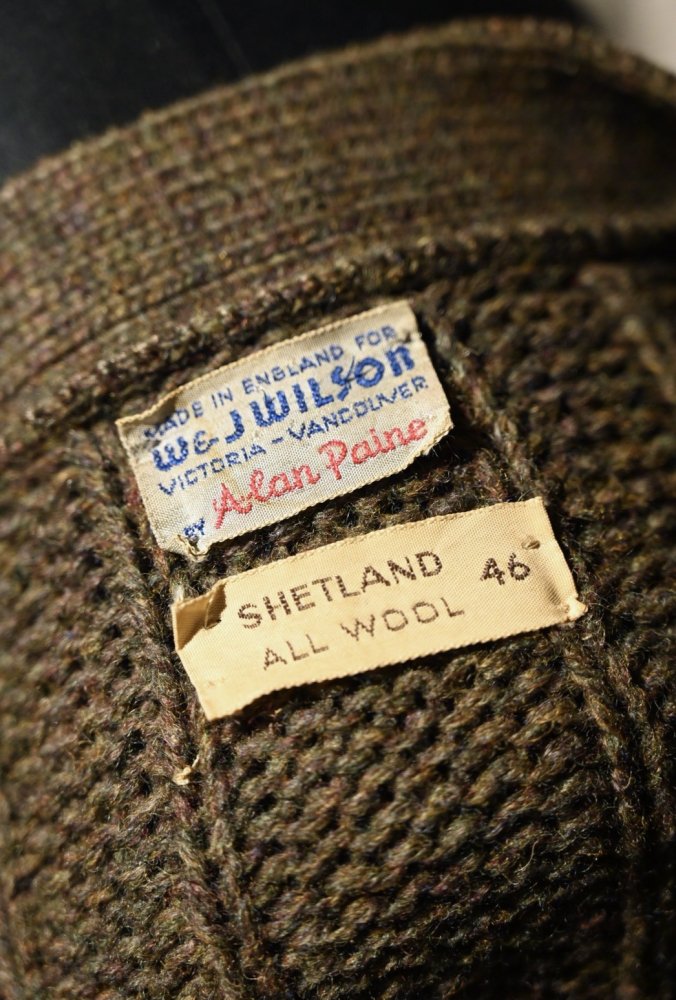us 1960's shetland wool cable cardigan