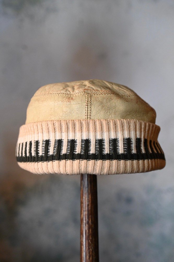 us 1950's leather  knit cap