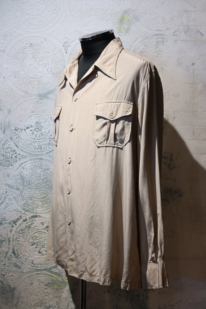 us 1940's~ "Sportogs" silk open collar shirt 