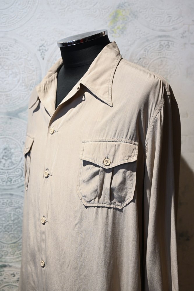 us 1940's~ "Sportogs" silk open collar shirt 