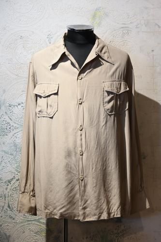 us 1940's~ "Sportogs" silk open collar shirt 