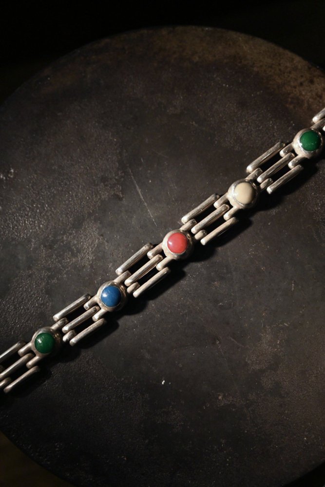 Mexico vintage multi stone silver bracelet