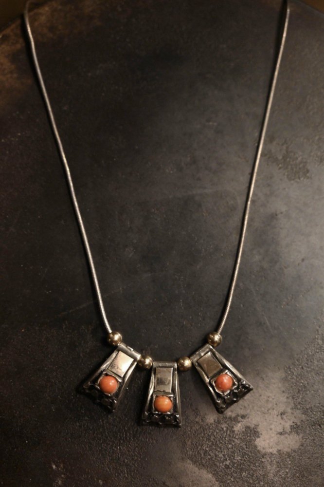 Vintage silver  orange stone necklace