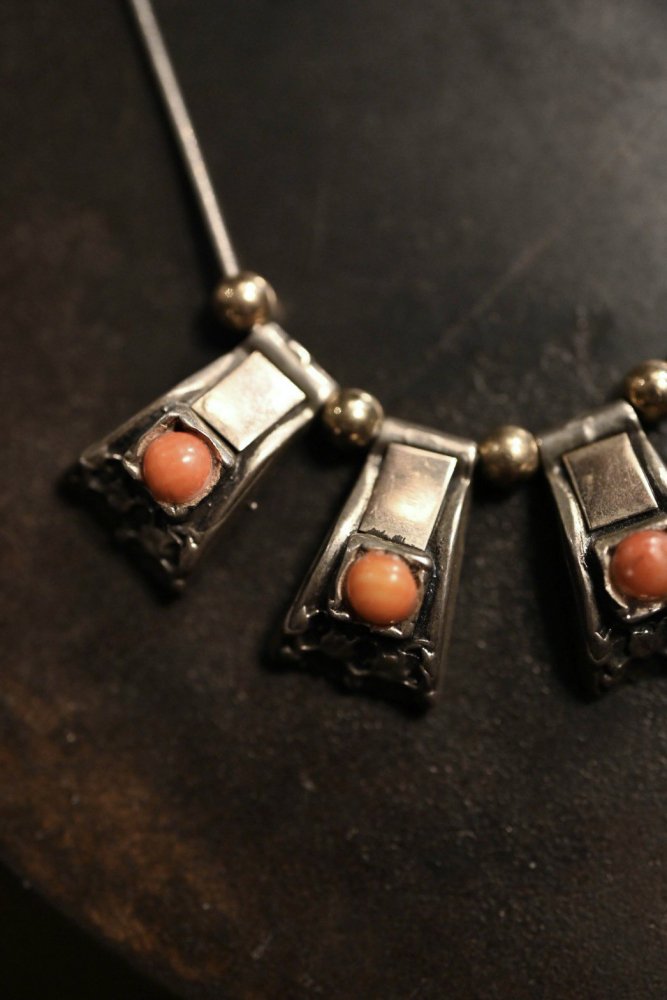 Vintage silver  orange stone necklace