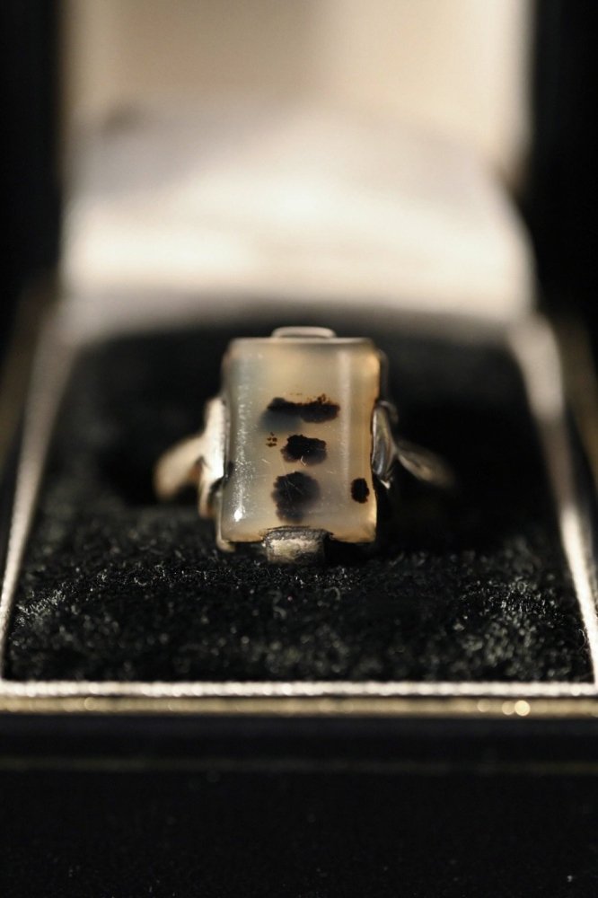 us 1930's~ "Art Deco" silver  stone ring