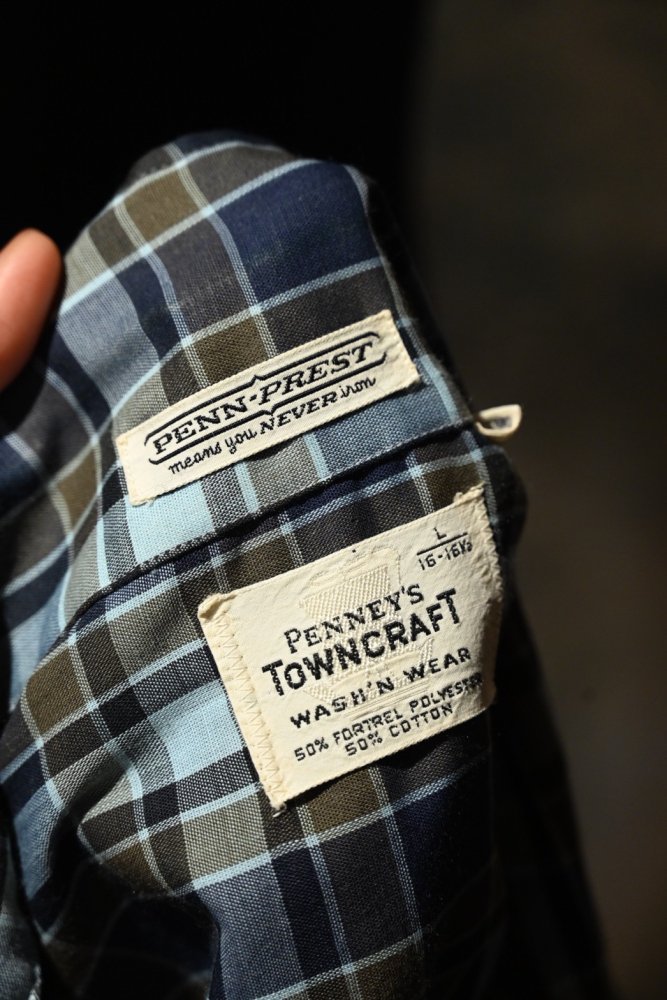 us 1960's~ "Towncraft" check shirt