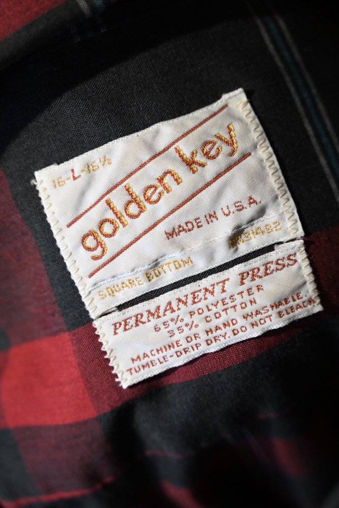 us 1960's~ "golden key" check shirt