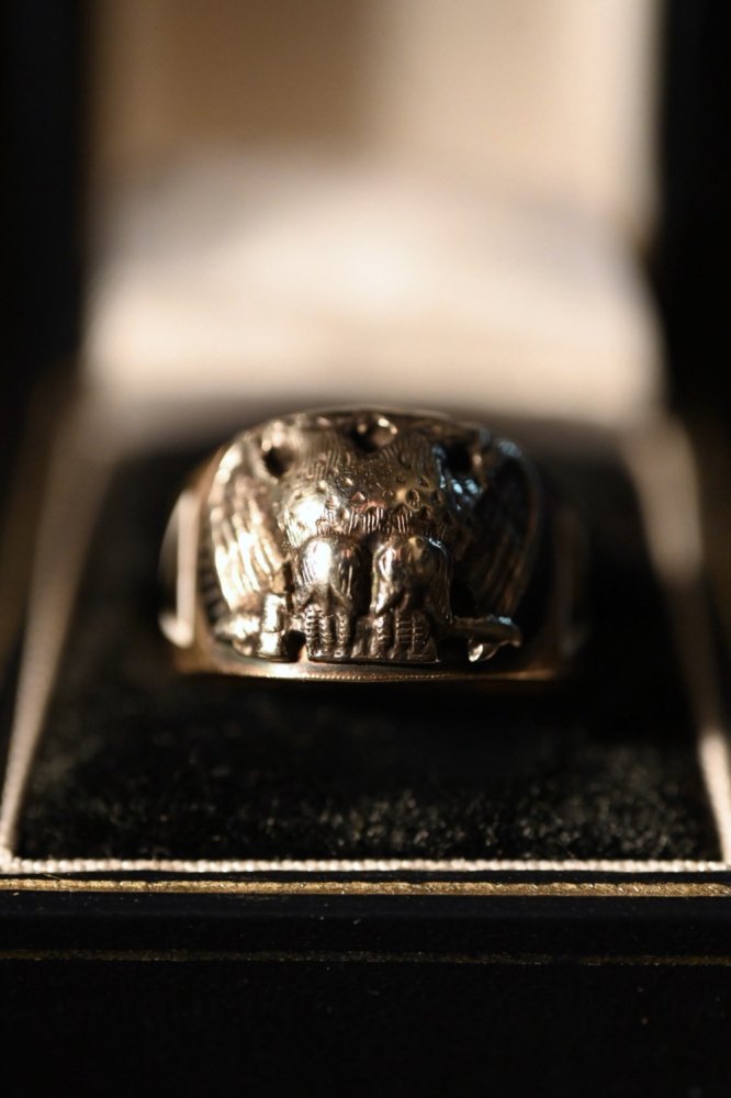 us 1940's Freemasonry double head eagle 10K gold ring