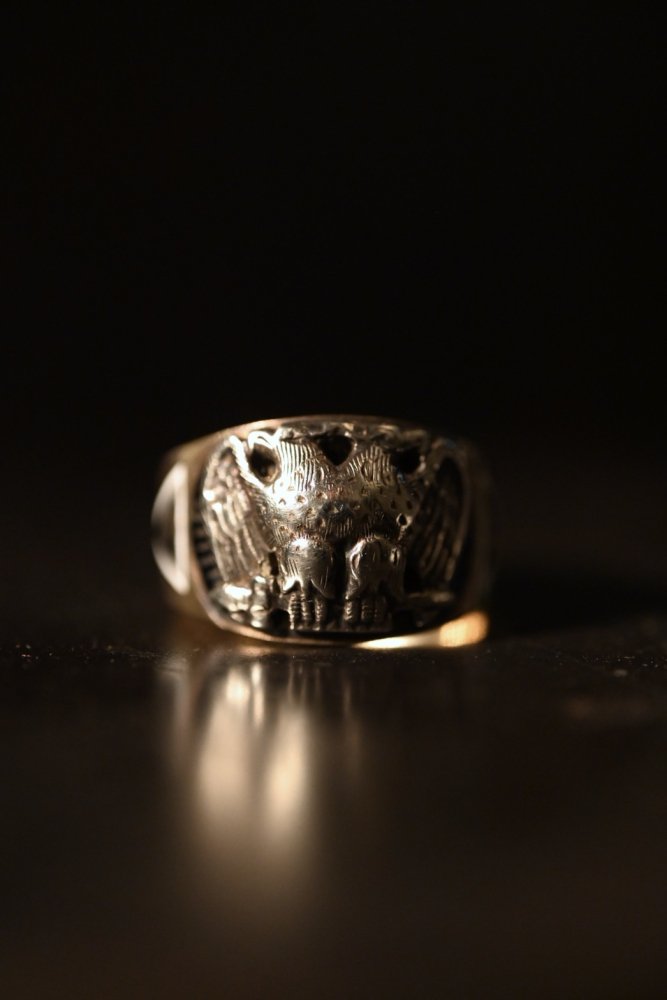 us 1940's Freemasonry double head eagle 10K gold ring