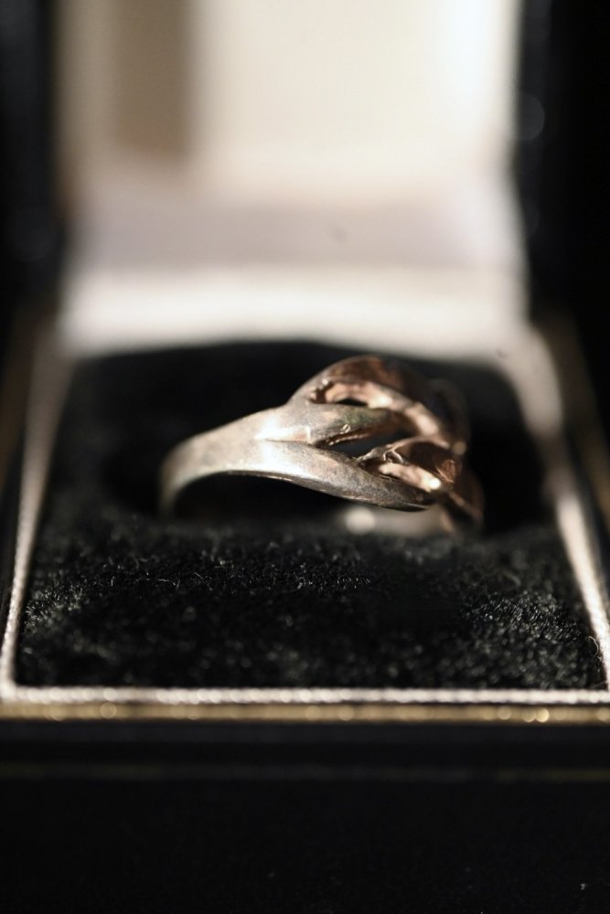 Vintage silver  18K rose gold ring