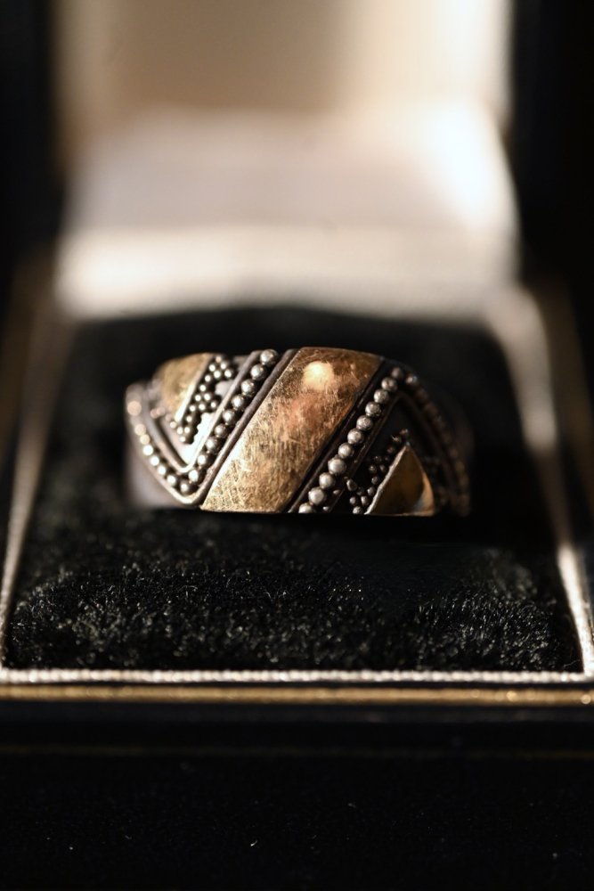 Vintage silver  18K gold ring