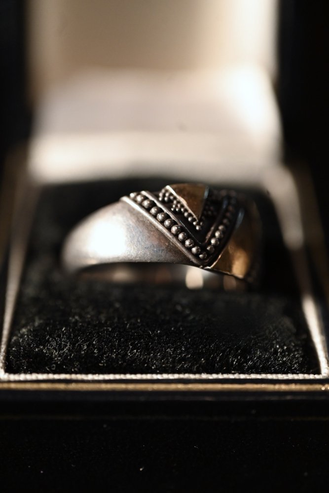 Vintage silver  18K gold ring