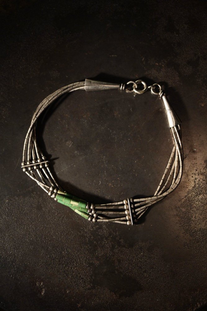 Vintage silver  green beads bracelet