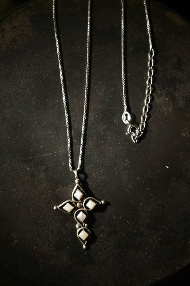 Vintage silver  shell cross necklace