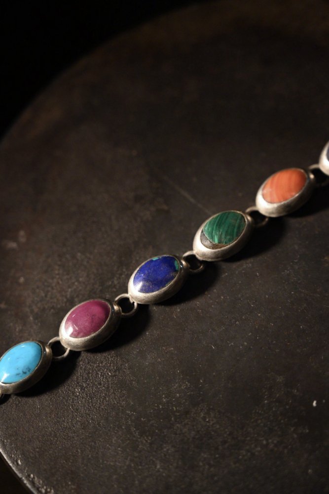 Mexico vintage multi stone  silver bracelet