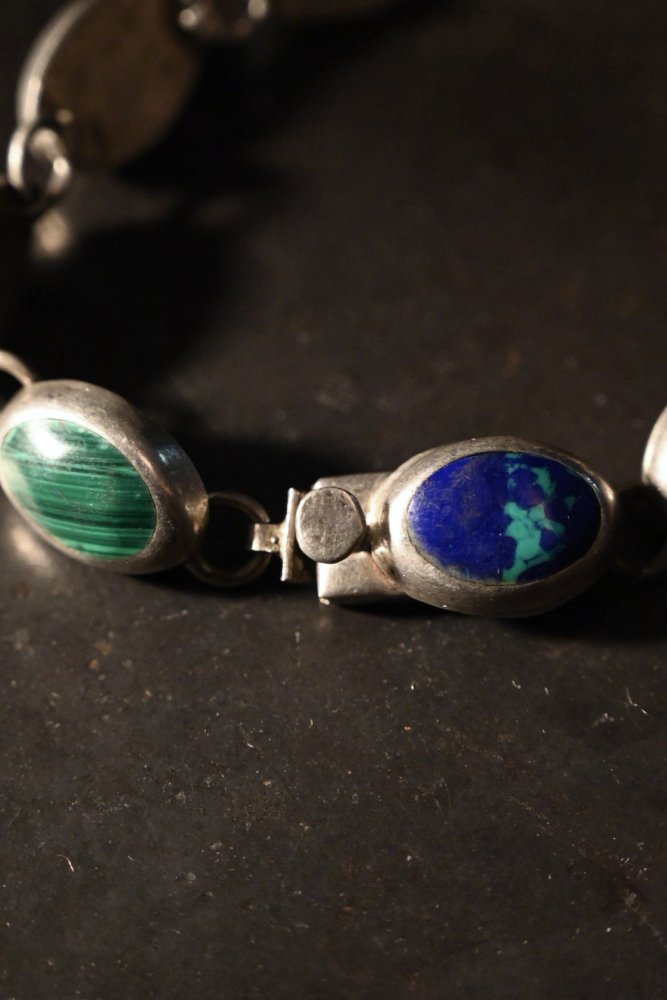 Mexico vintage multi stone  silver bracelet