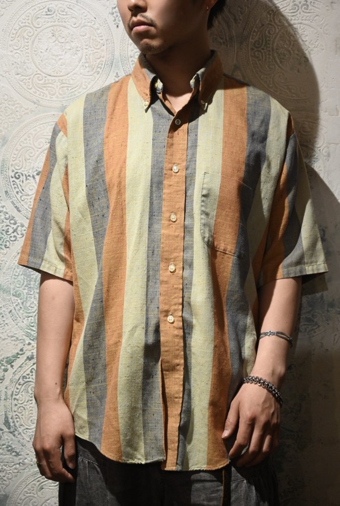 us 1960's~ "Edgewood" nep stripe s/s shirt