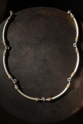 Mexico vintage silver  brass chain necklace