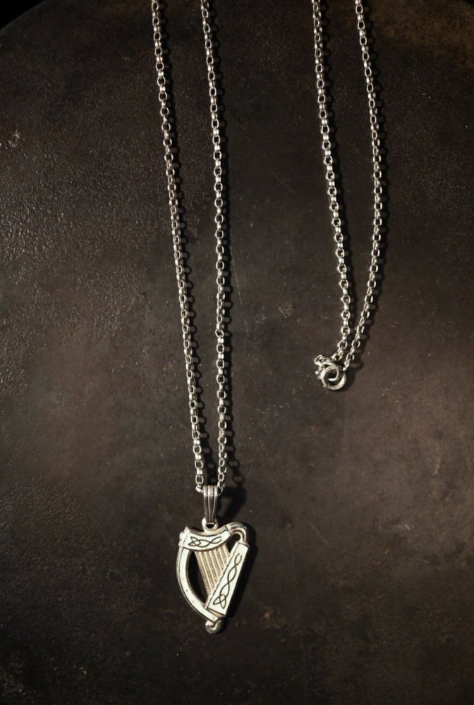Vintage harp motif silver necklace