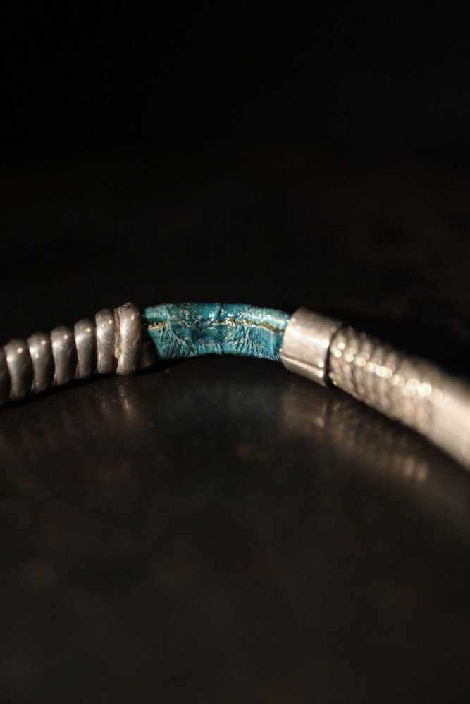 Mexico vintage silver  leather bangle