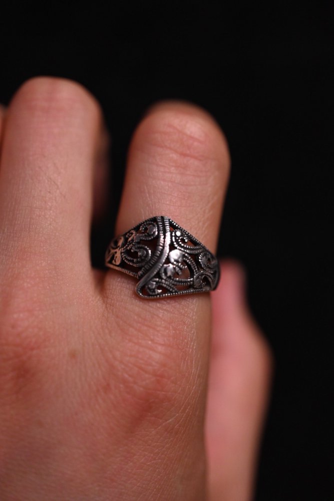 Vintage silver watermark design ring