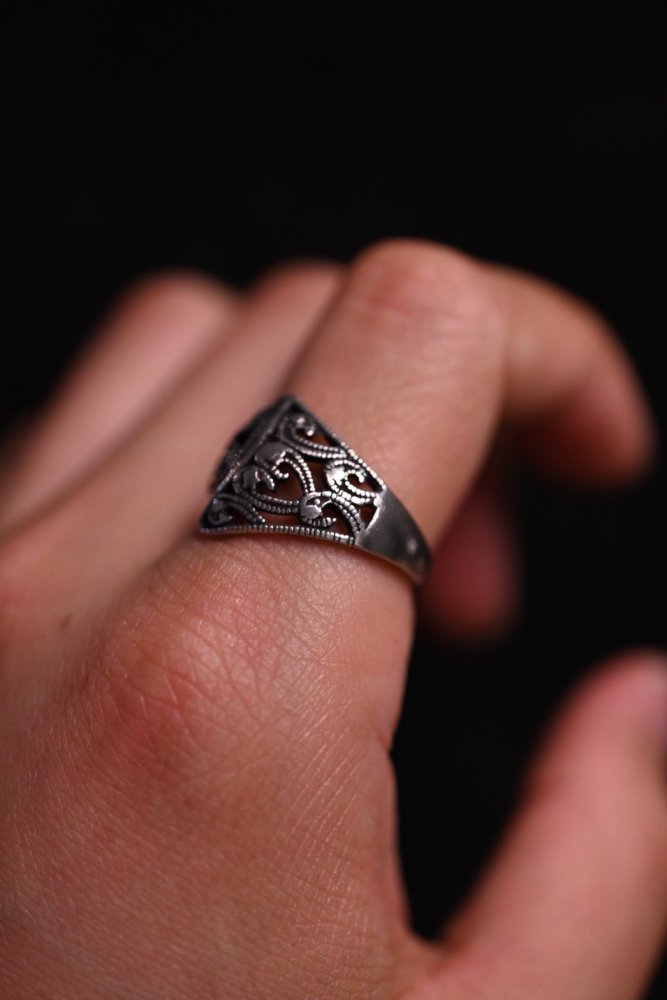 Vintage silver watermark design ring