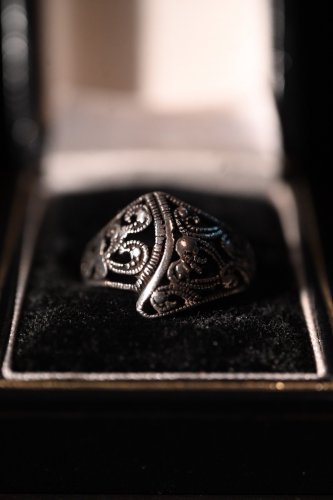 Vintage silver watermark design ring