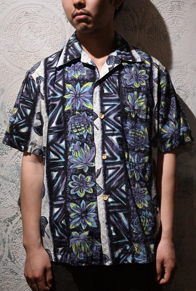 us 1950's ~ cotton hawaiian s/s shirt