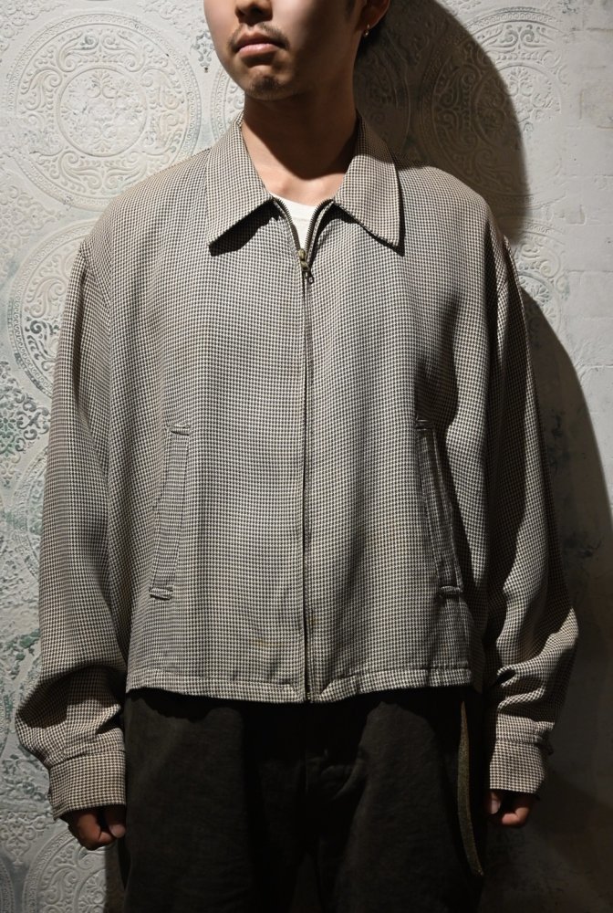 us 1950's rayon hound's tooth jacket