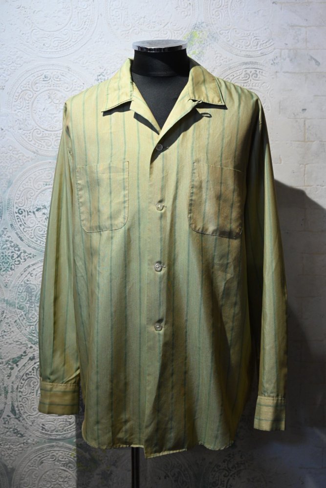 us 1960~70's "Sears" stripe open collar shirt