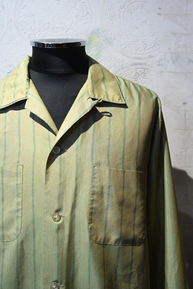 us 1960~70's "Sears" stripe open collar shirt