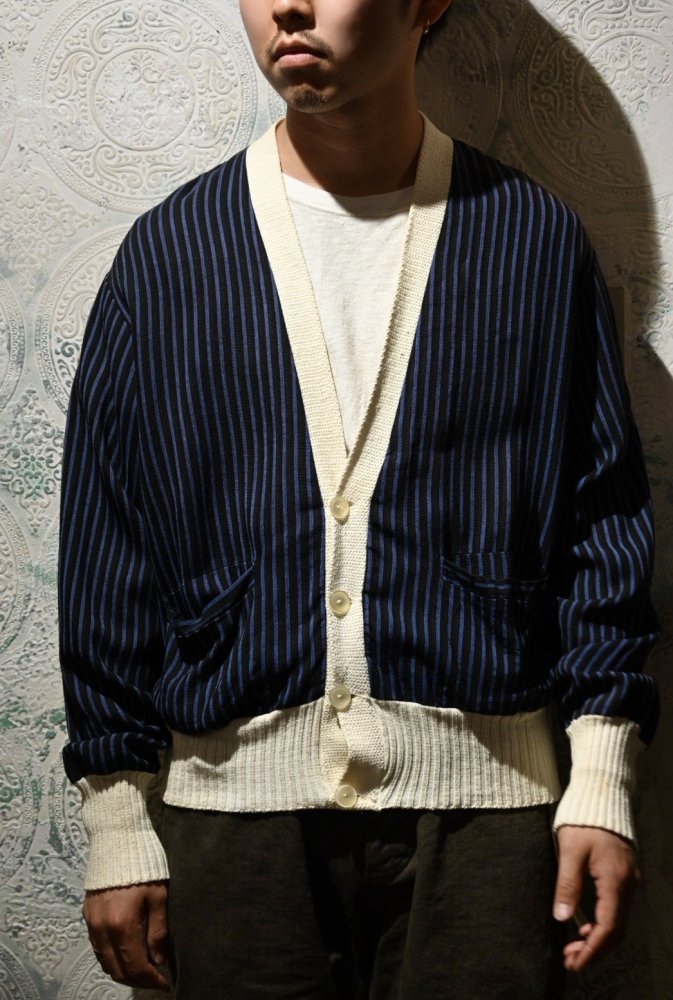 us 1960's "Manhattan" rayon stripe cardigan