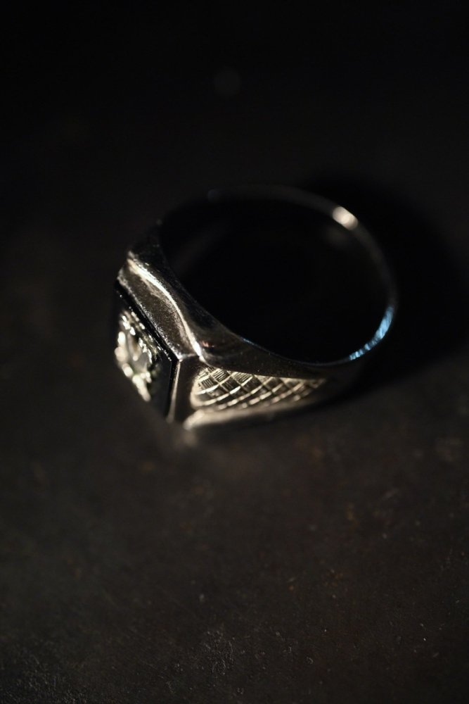 us 1940's~ silver  onyx initial ring