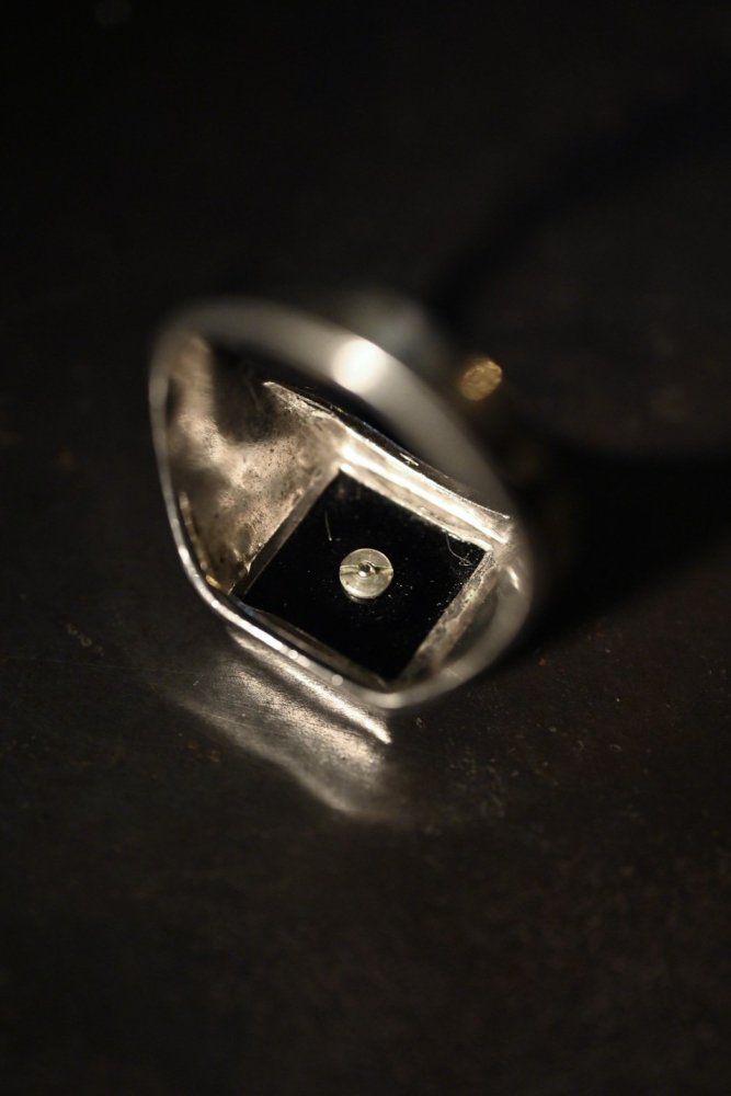 us 1940's~ silver  onyx initial ring