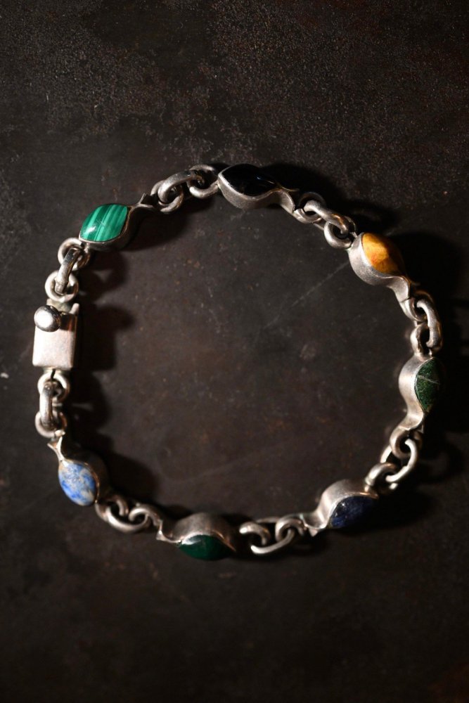 Mexico vintage silver  multi stone bracelet