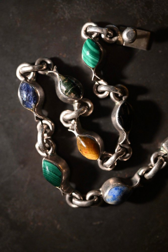 Mexico vintage silver  multi stone bracelet