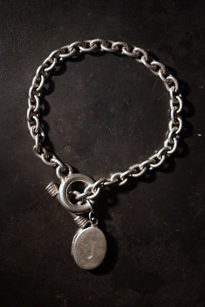 Vintage silver locket chain bracelet