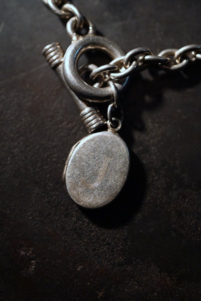 Vintage silver locket chain bracelet