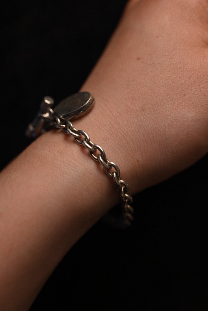 Vintage silver locket chain bracelet