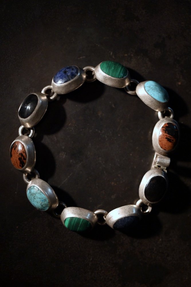 Mexico vintage silver  multi stone bracelet