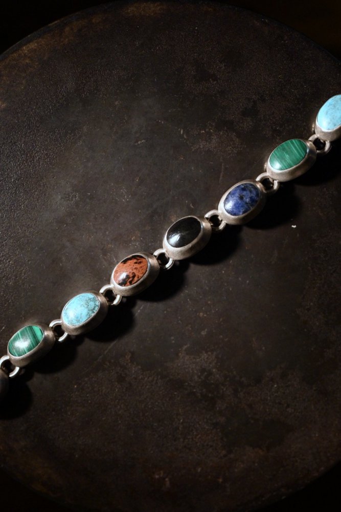 Mexico vintage silver  multi stone bracelet