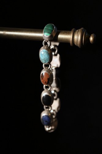 Mexico vintage silver  multi stone bracelet