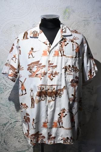 us 1970's "Sun's sea" printed s/s shirt