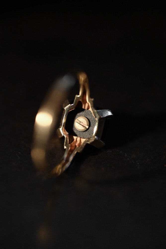 us mid 20th freemasonry pentagram 10K gold  onyx ring