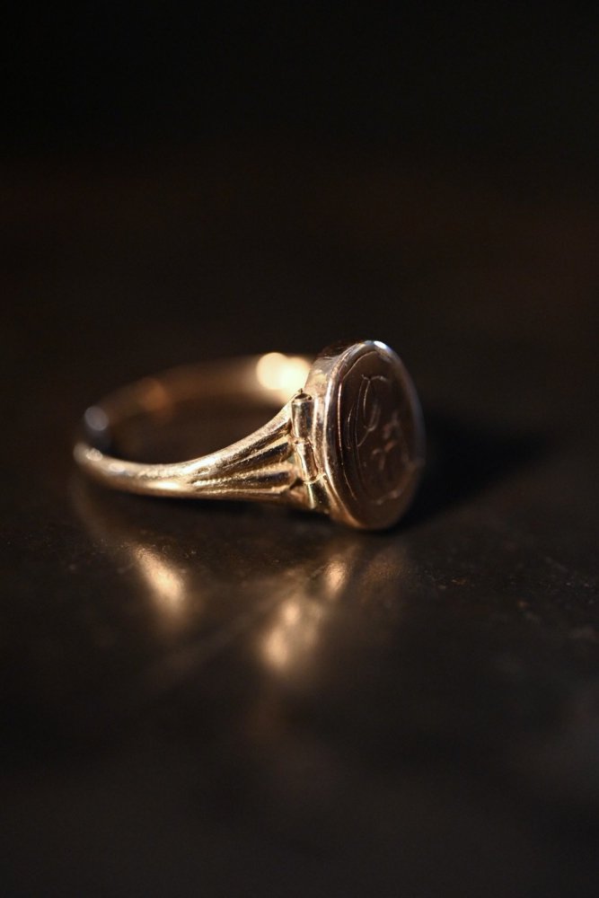 us early 20th 10K gold locket signet ring